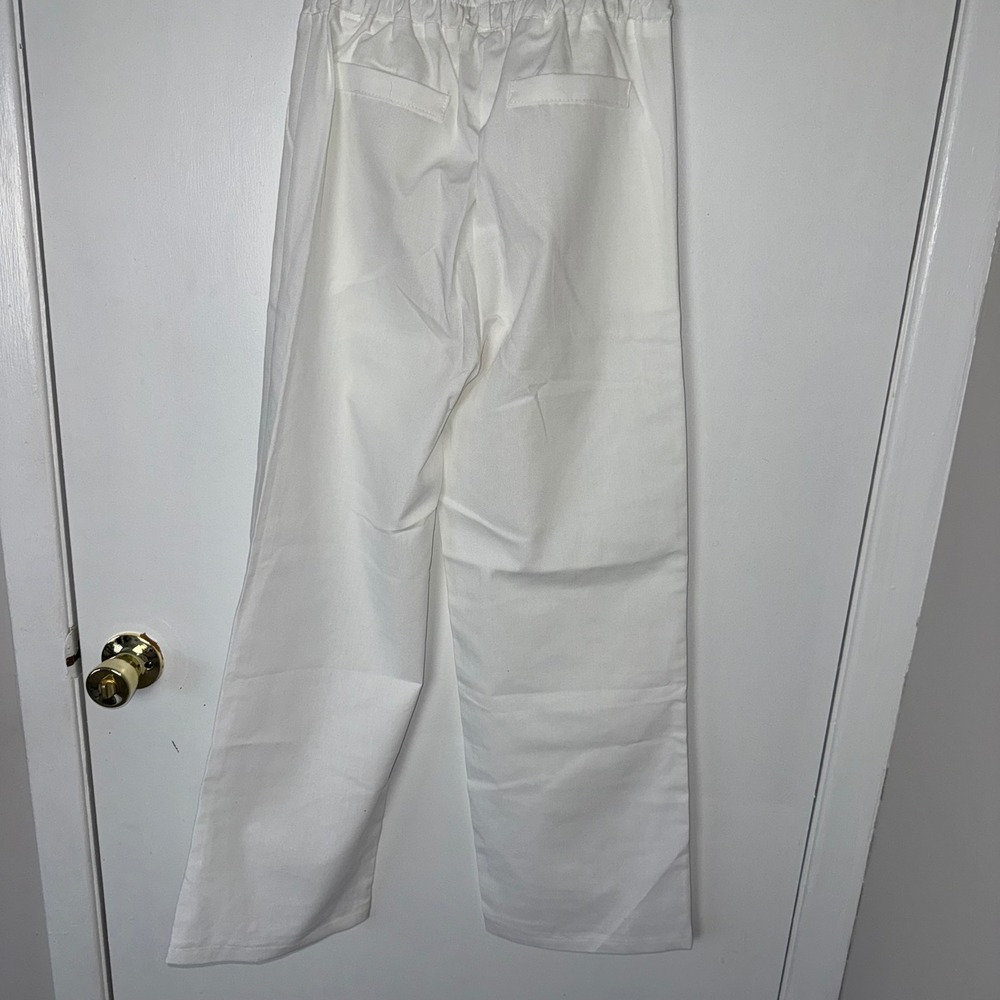 White Wide Leg Pants High Waist Dress Slacks Career Casual Size M - Picture 9 of 9